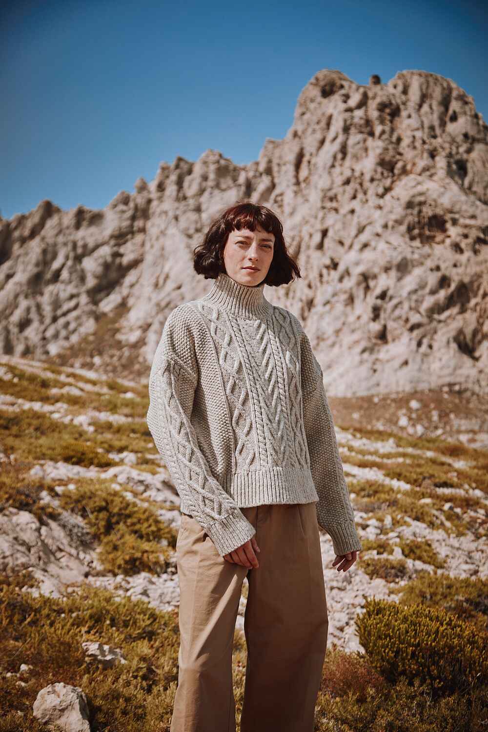 GWENAELLE Pull irlandais en laine mérinos - Beige | L'Envers