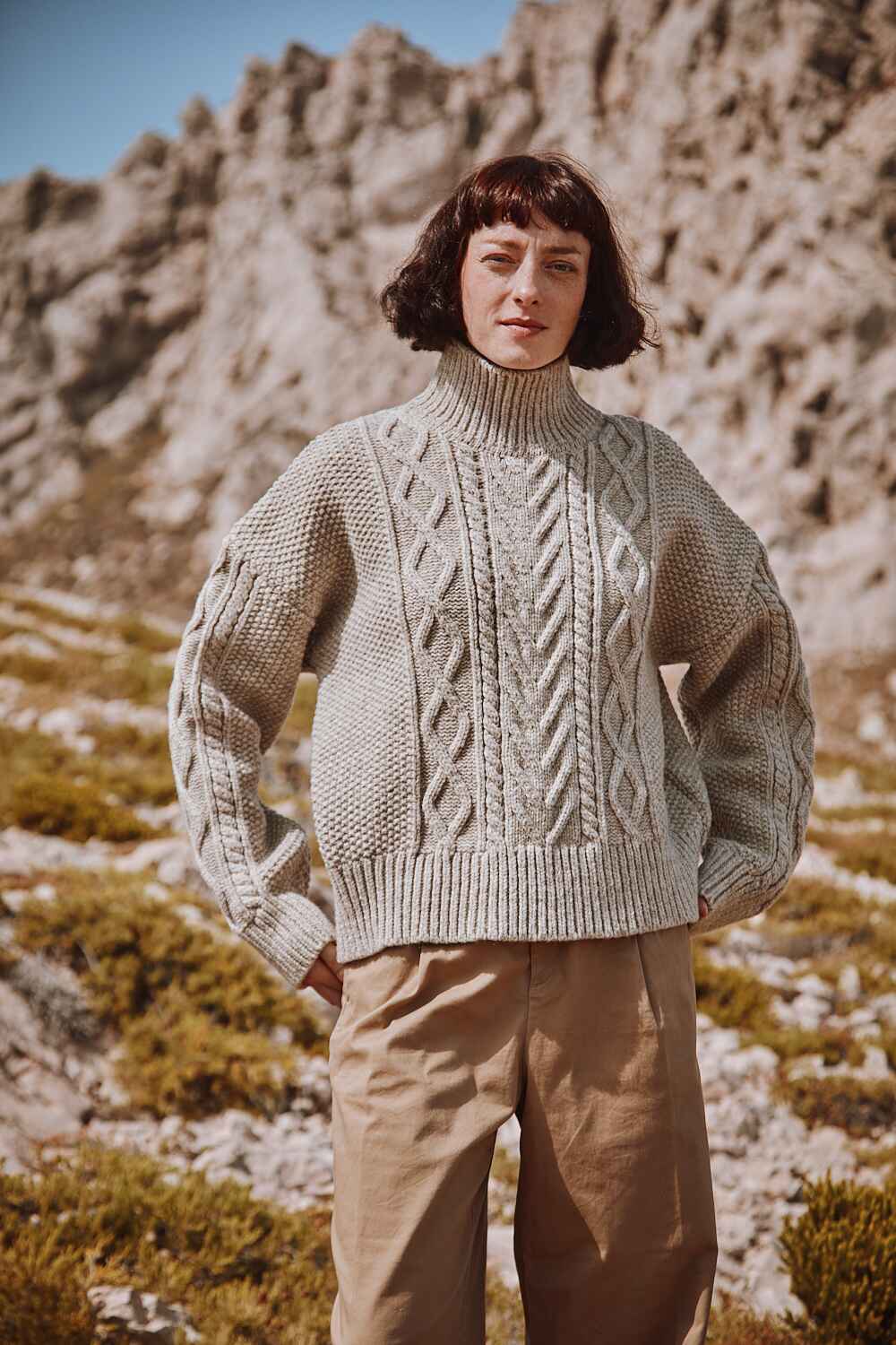 GWENAELLE Pull irlandais en laine mérinos - Beige | L'Envers