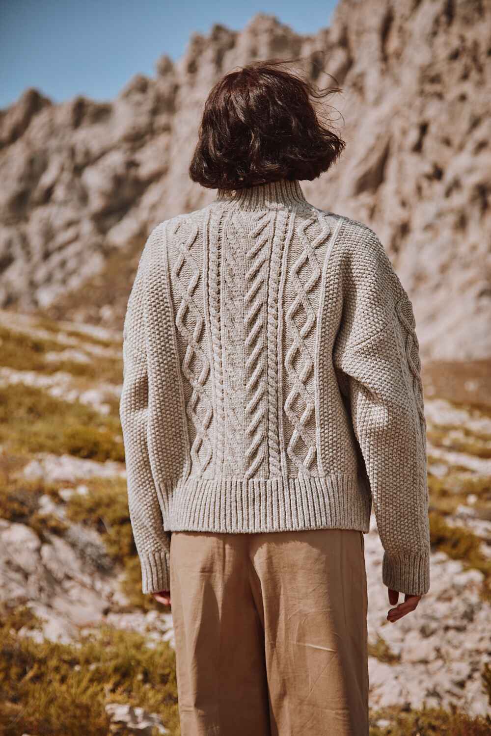 GWENAELLE Pull irlandais en laine mérinos - Beige | L'Envers