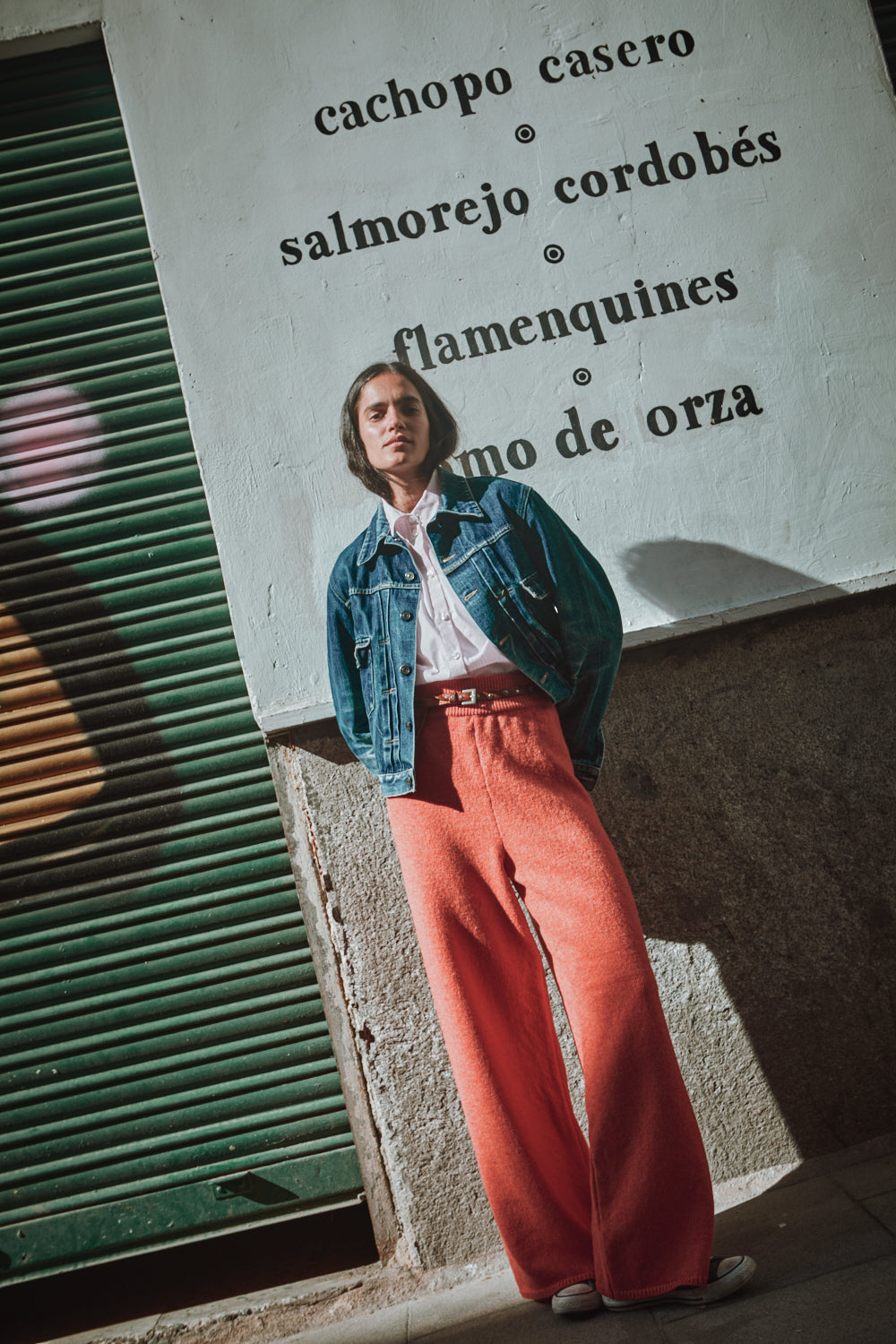 Pantalon HELENE en laine mérinos - Corail