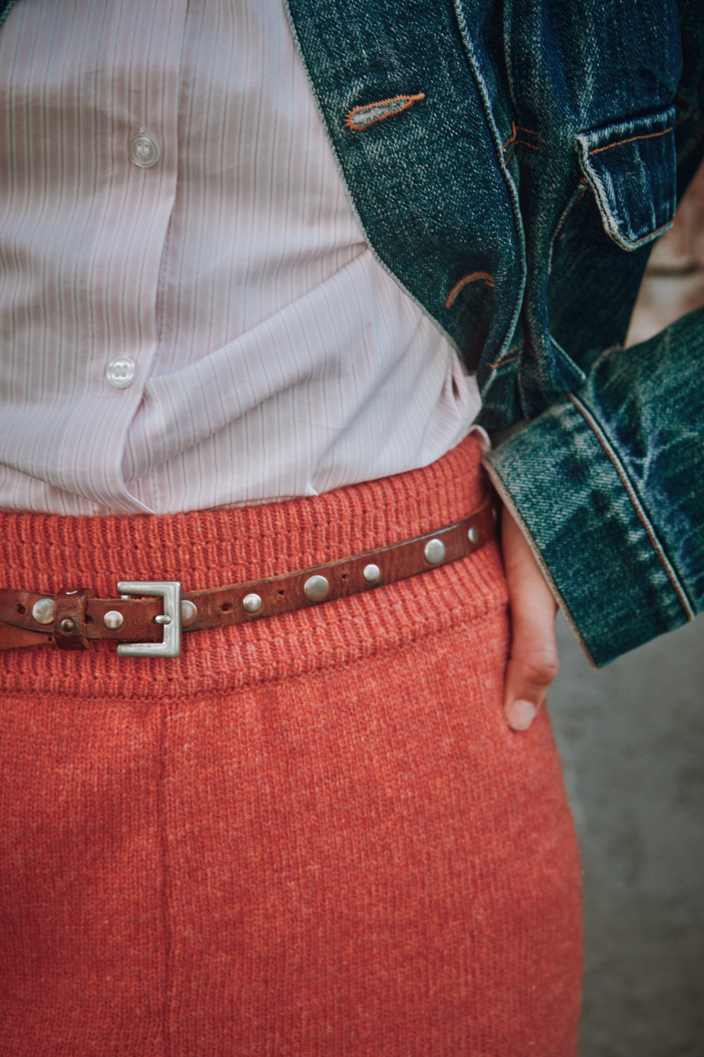 Pantalon HELENE en laine mérinos - Corail