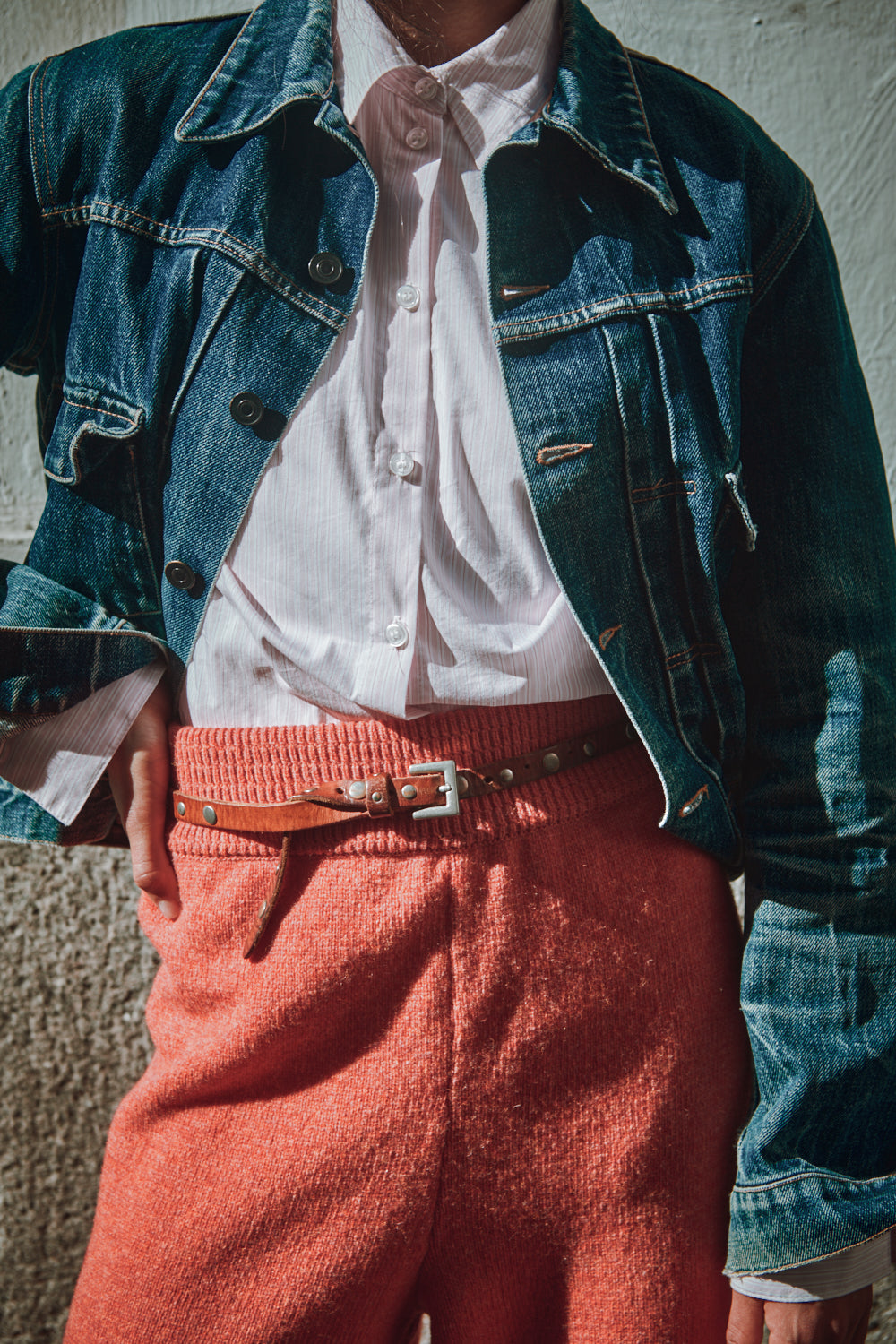 Pantalon HELENE en laine mérinos - Corail
