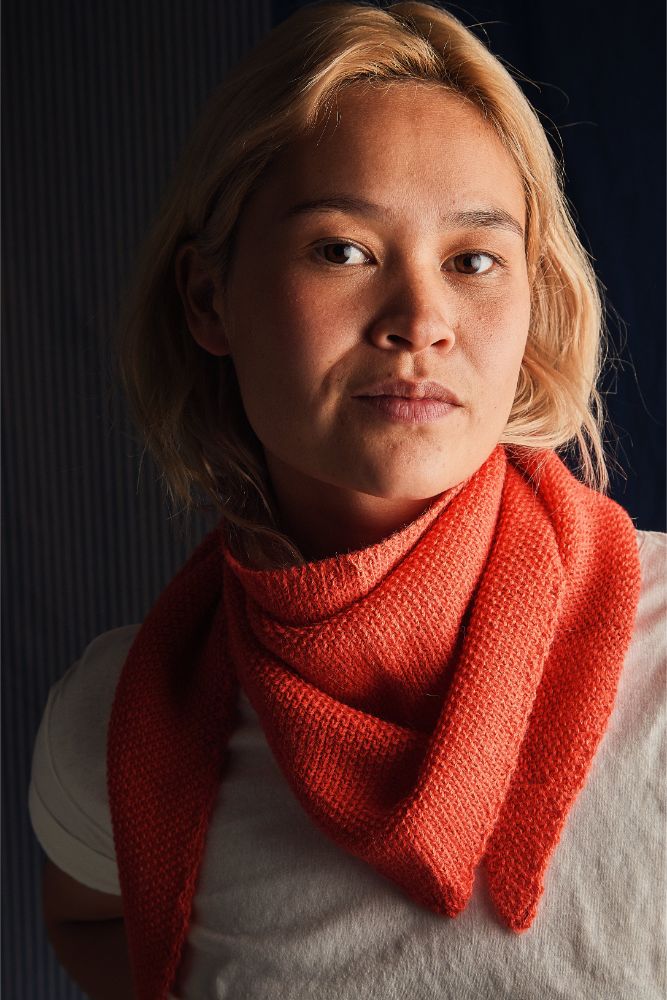 HORTENSE Bandana en laine Alpaga - Corail (Livraison avant Noël)