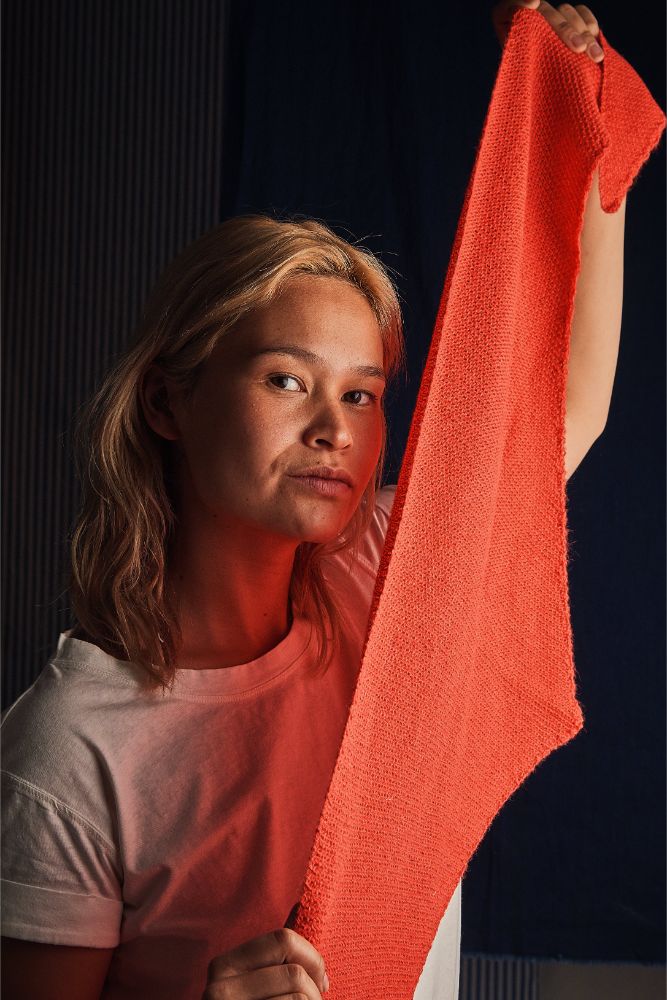 HORTENSE Bandana en laine Alpaga - Corail (Livraison avant Noël)