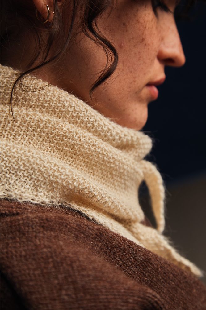 HORTENSE Bandana en laine Alpaga - écru (Livraison avant Noël)