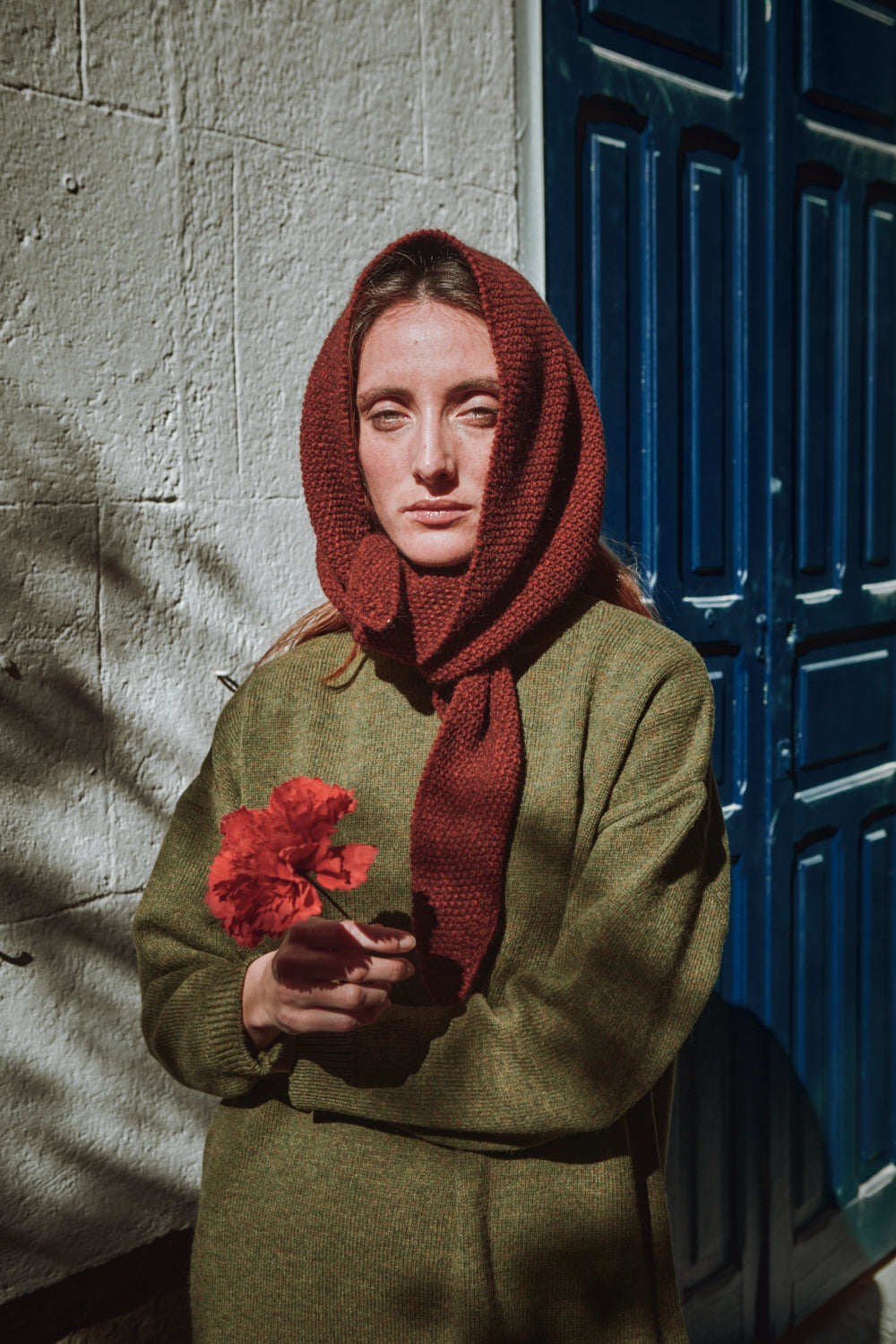 Bandana en laine yack-mérinos HORTENSE - Brique