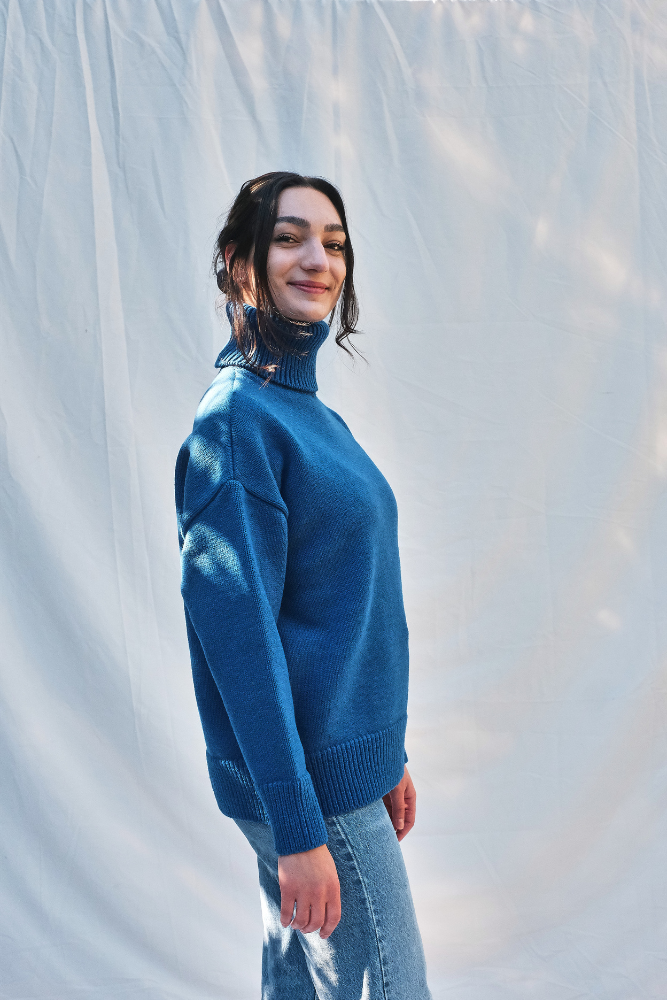 Article #155 - Pull THÉRÈSE en laine mérinos - bleu cobalt