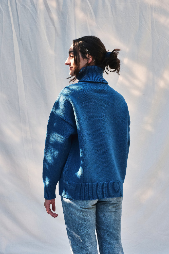 Article #155 - Pull THÉRÈSE en laine mérinos - bleu cobalt