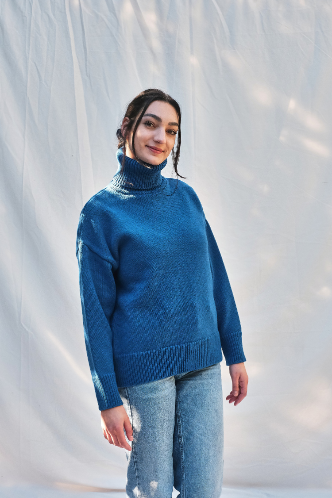 Article #155 - Pull THÉRÈSE en laine mérinos - bleu cobalt