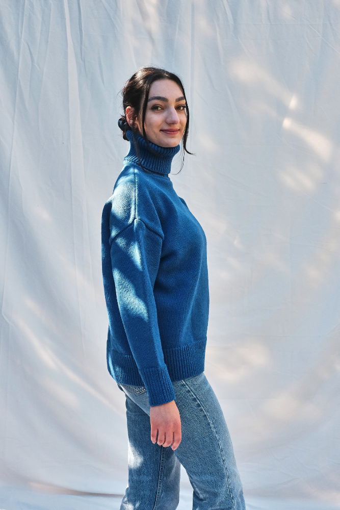 Article #155 - Pull THÉRÈSE en laine mérinos - bleu cobalt