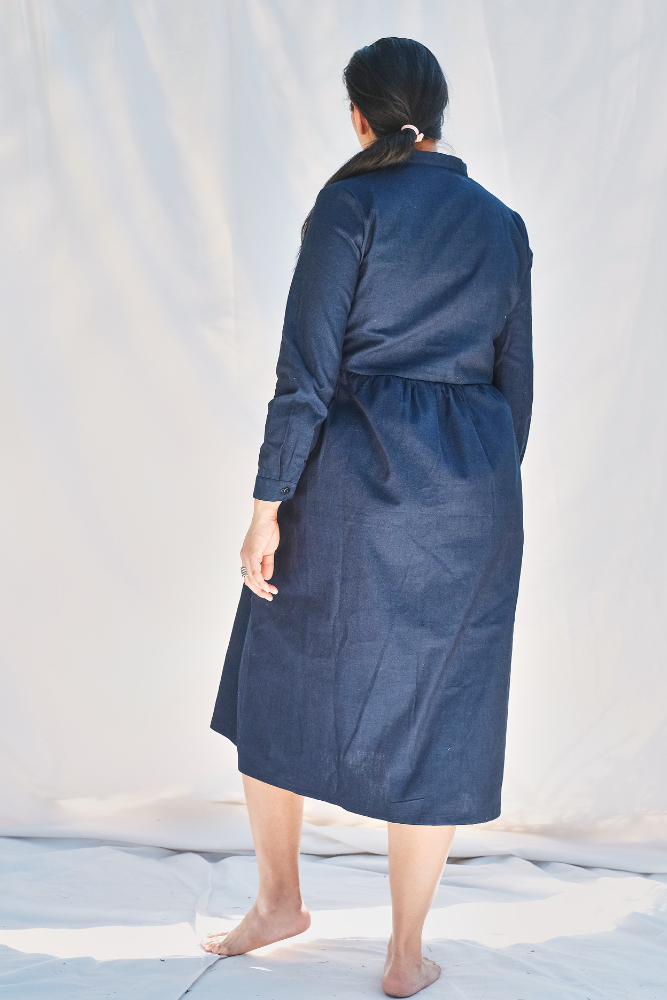Article #204 - Robe en coton CATHERINE - Indigo