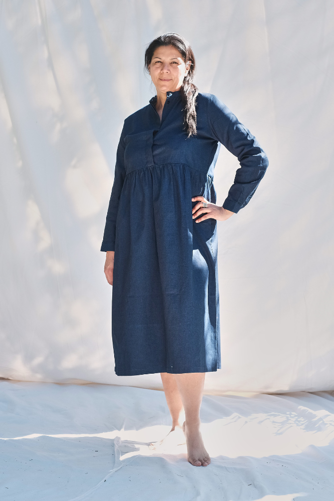 Article #204 - Robe en coton CATHERINE - Indigo
