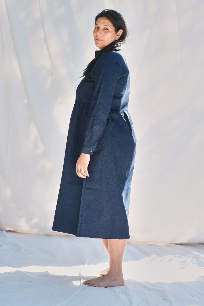 Article #204 - Robe en coton CATHERINE - Indigo