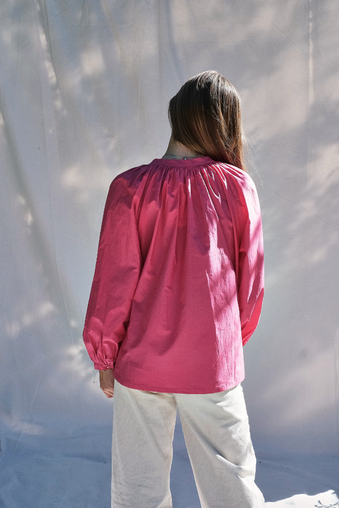 Article #220 - Chemise en coton YVONNE - Fuchsia