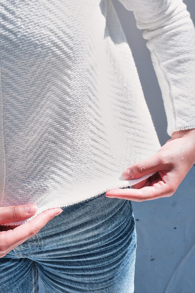 Article #248 - VALÉRIE Cardigan court en coton biologique - écru