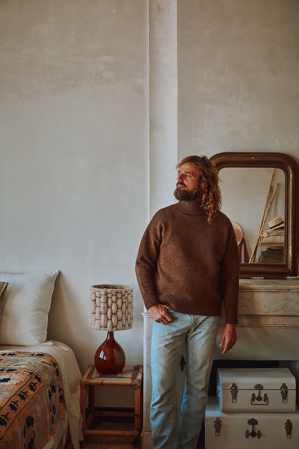 JACQUES Pull à col roulé pour hommes en mérinos Laine - Chocolat | L'Envers