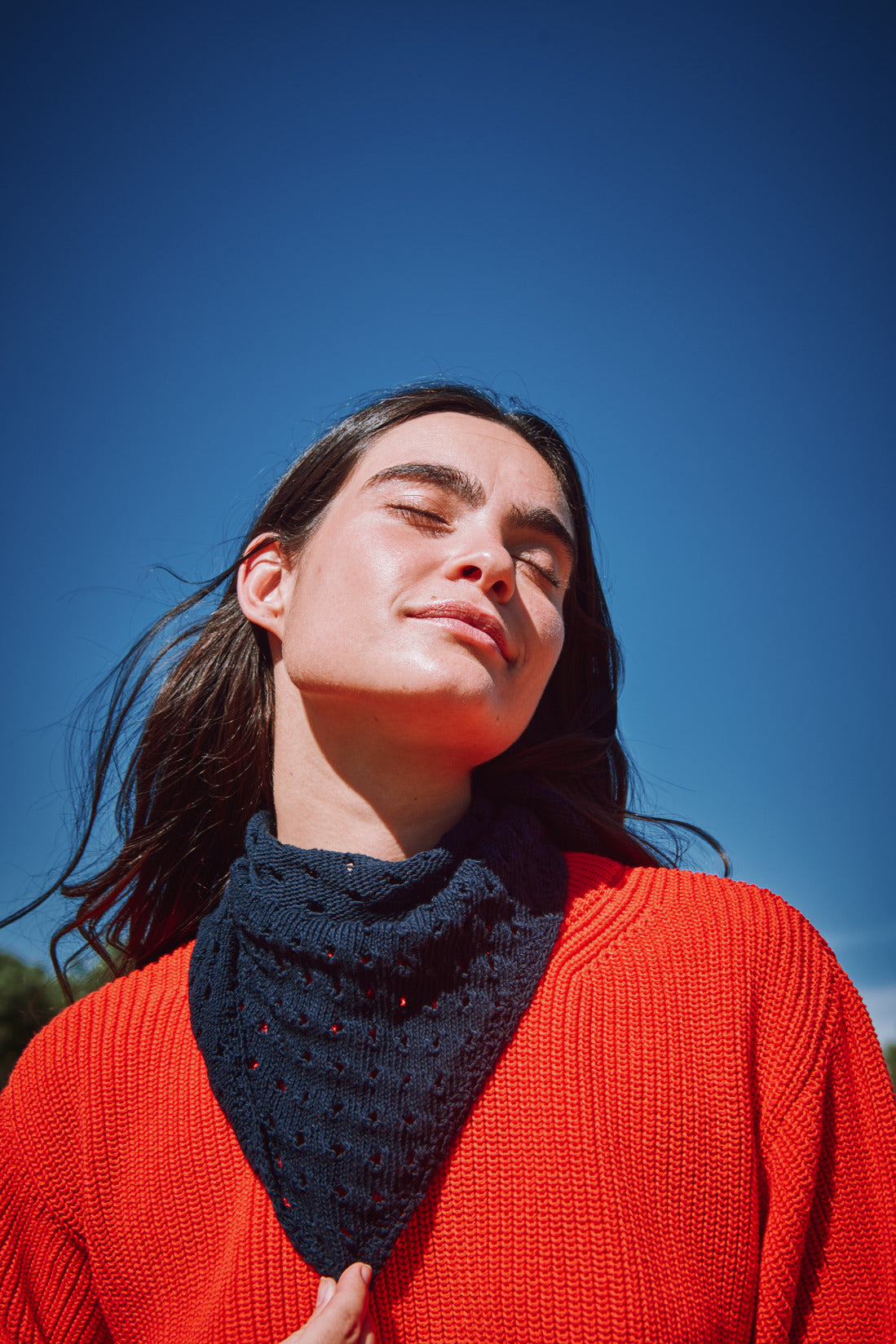 JASMINE Bandana Écharpe en coton bio - Bleu marine