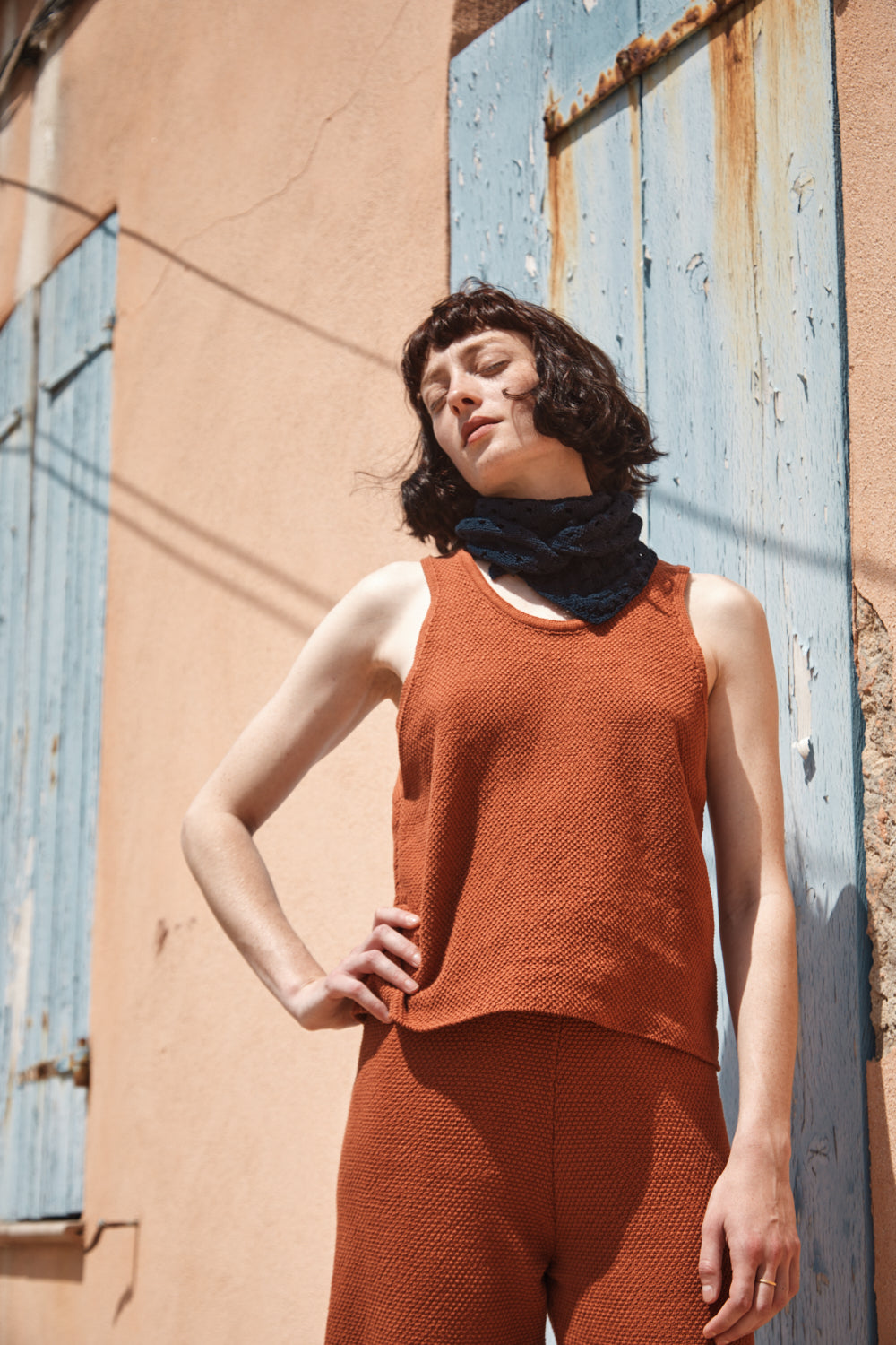 JASMINE Bandana Écharpe en coton bio - Bleu marine