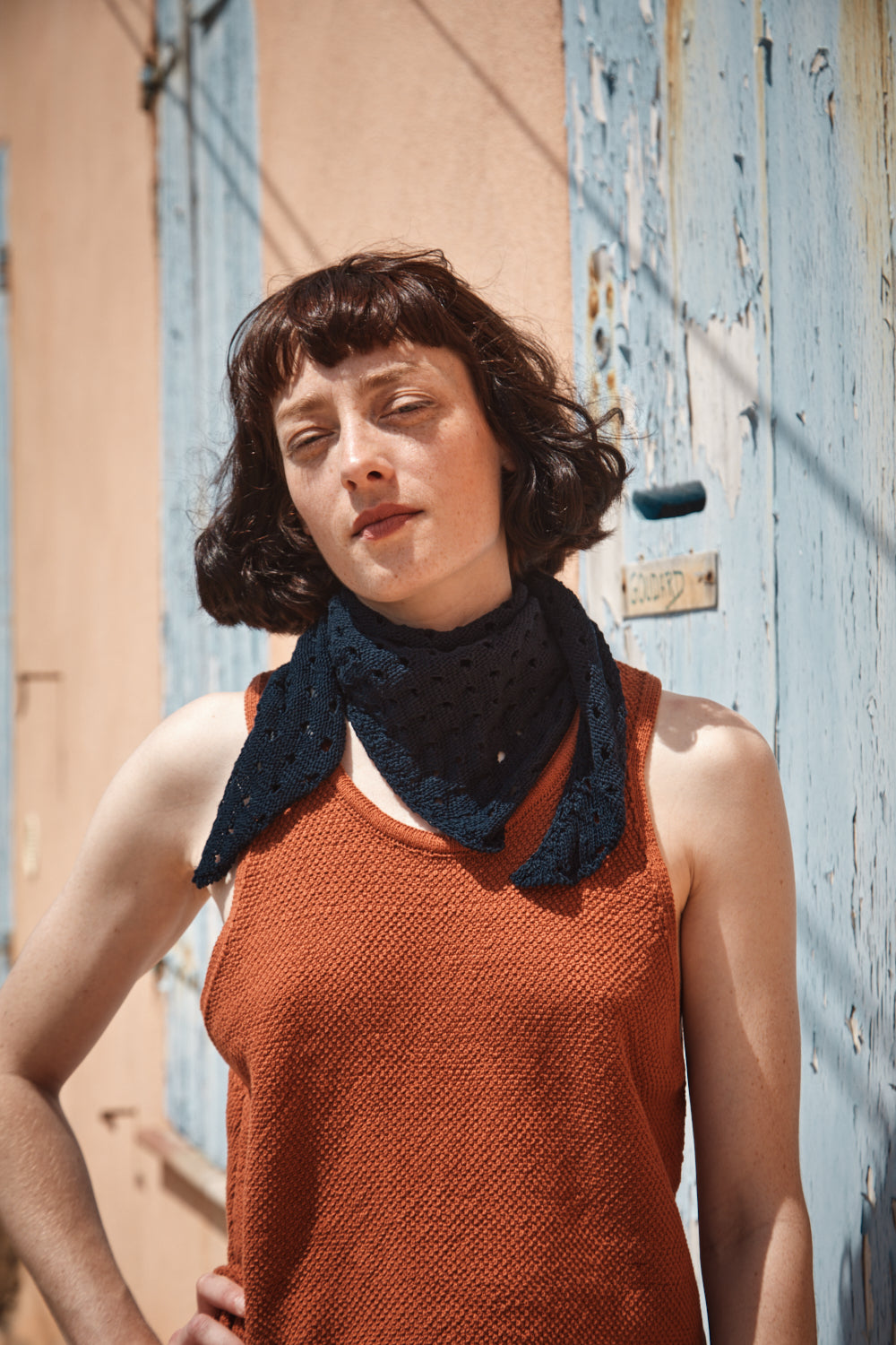 JASMINE Bandana Écharpe en coton bio - Bleu marine