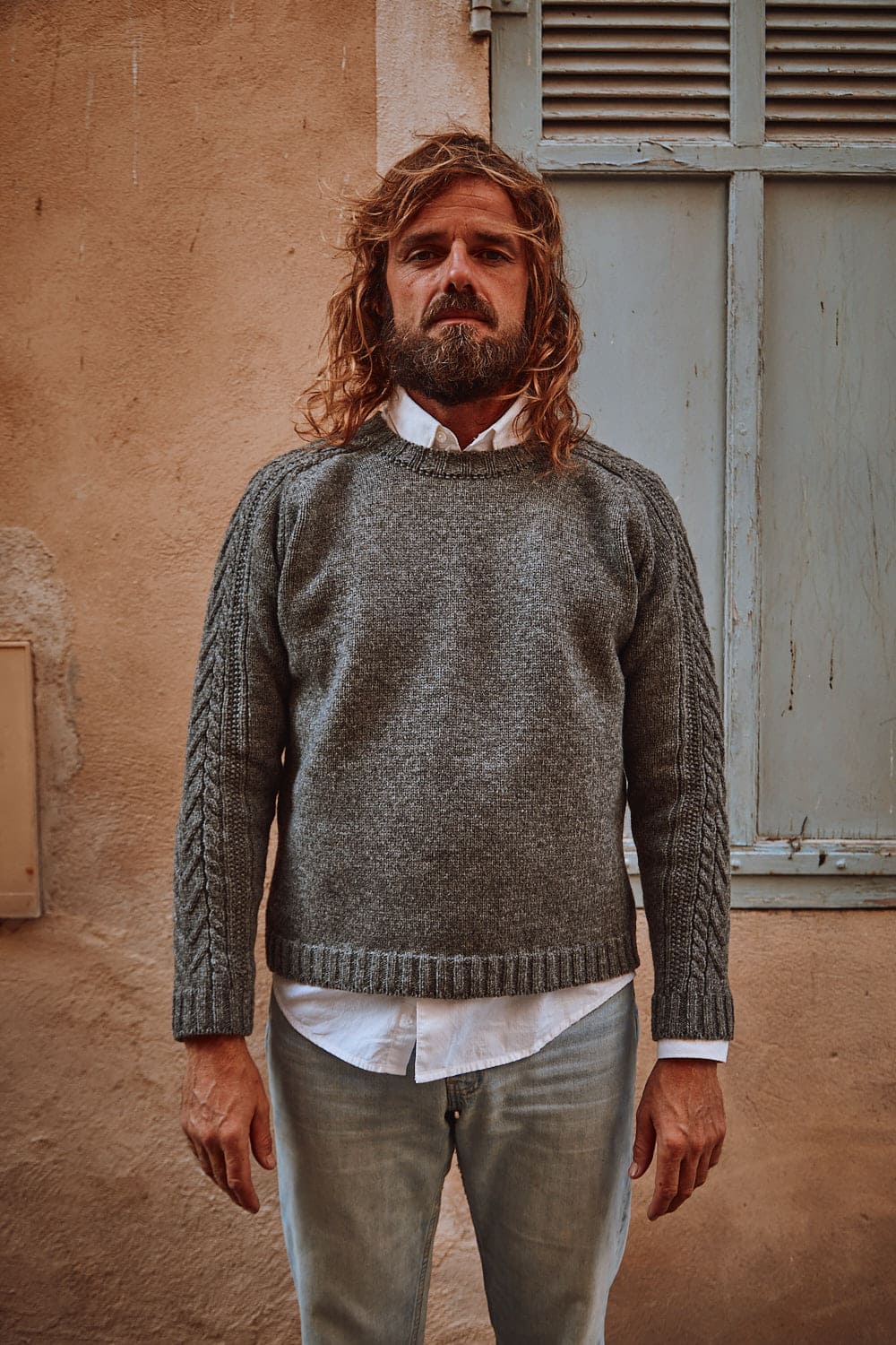 Pull irlandais unisexe en laine mérinos JOSEPH - Gris cendré - tricots durables - l'envers