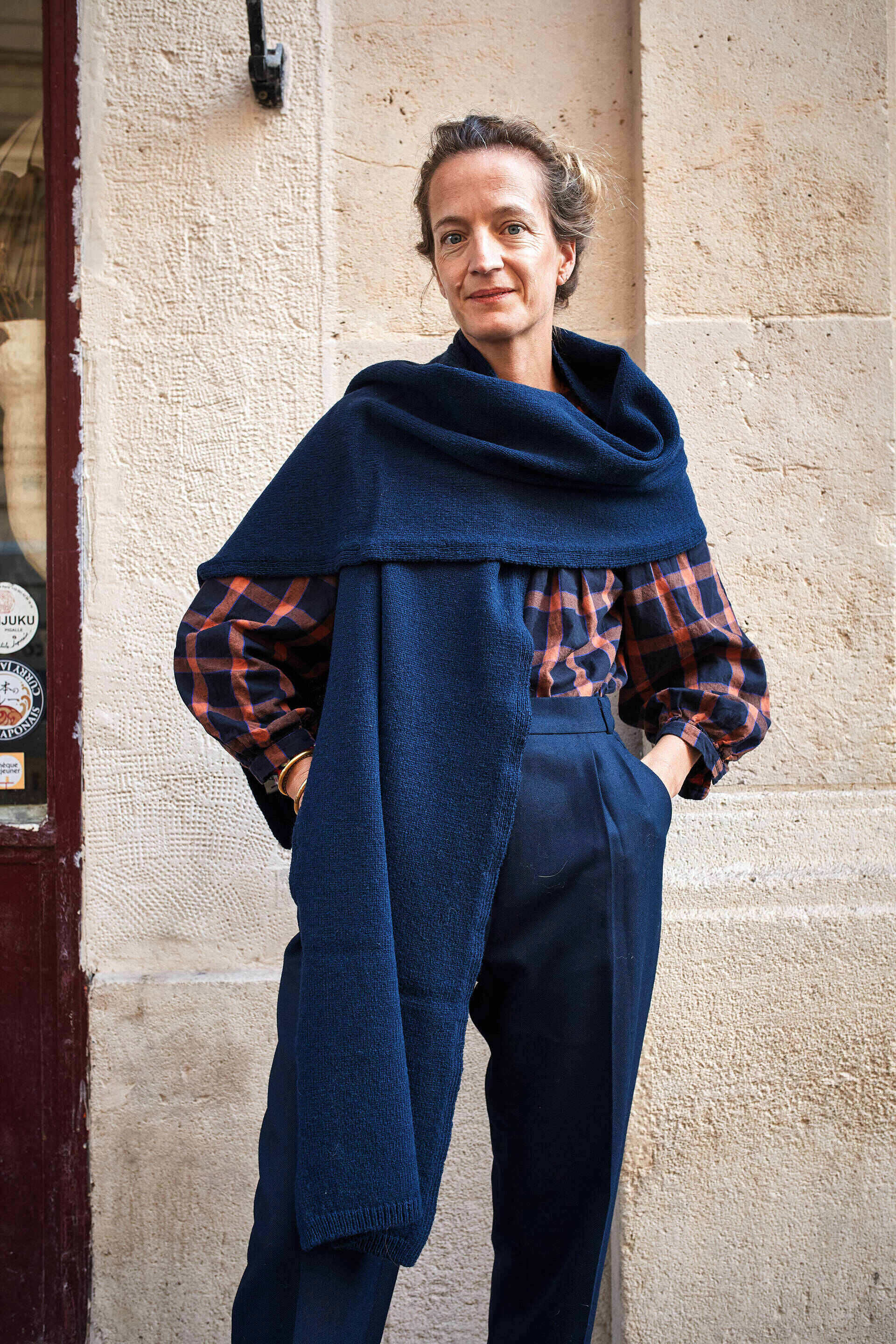 SOLANGE Méga Écharpe en laine mérinos - Bleu marine