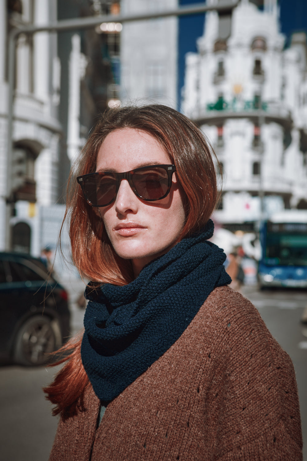 KATRINA Cardigan ajouré en laine mérinos - Chocolat