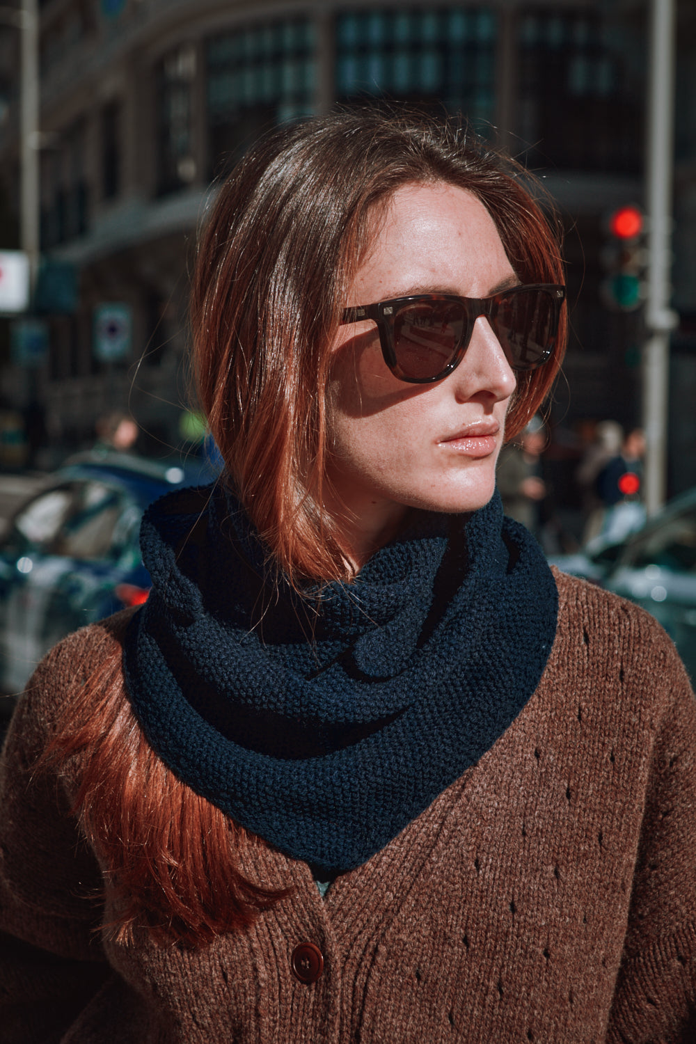KATRINA Cardigan ajouré en laine mérinos - Chocolat