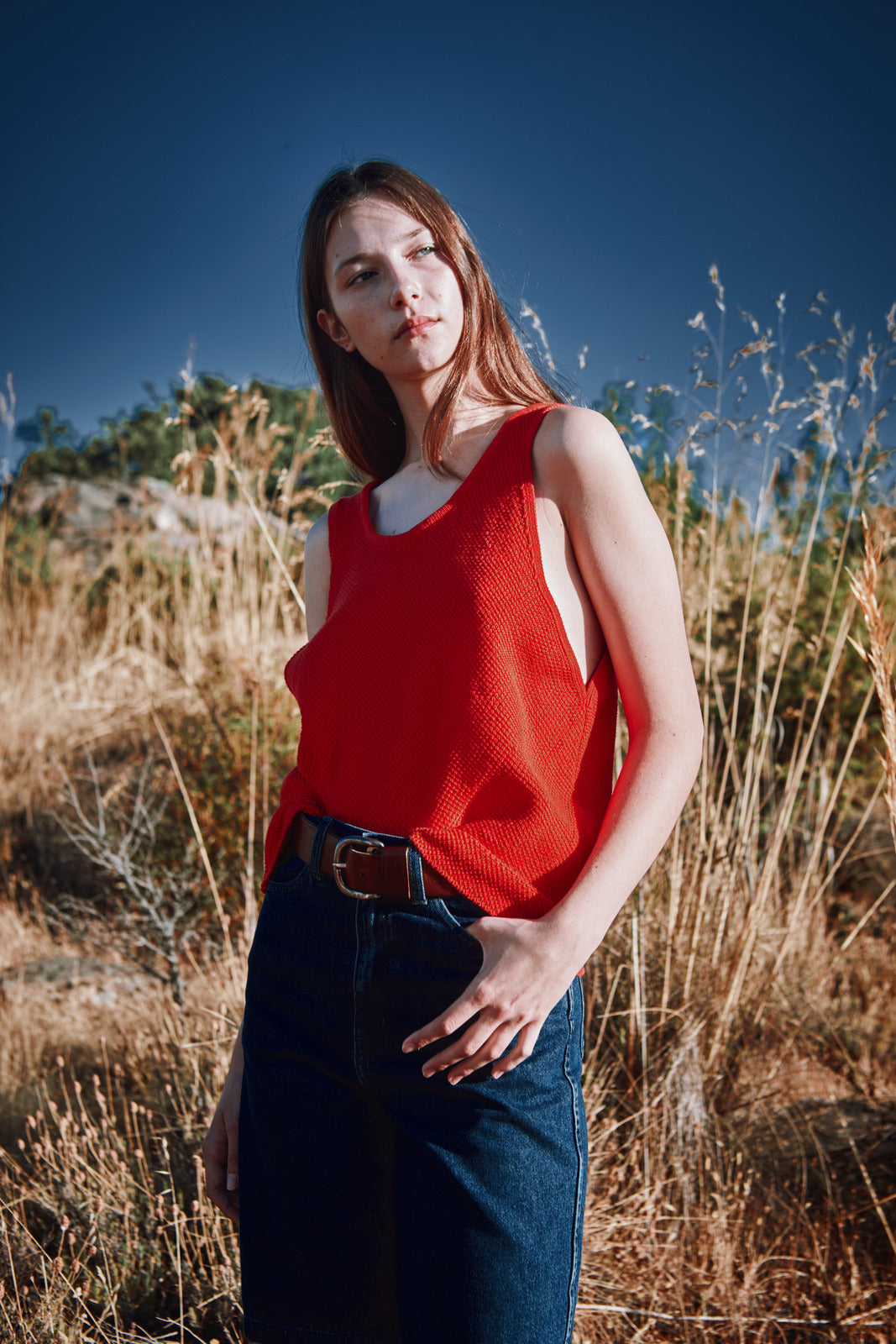 LARA Débardeur en coton biologique - Rouge