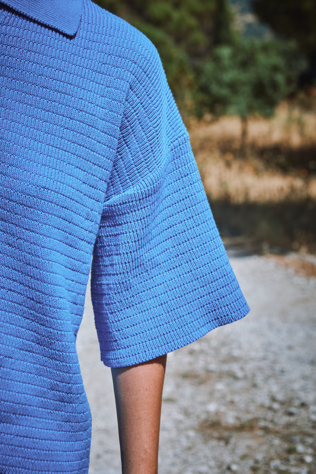 LILI Polo oversize en coton bio - Bleu cyan