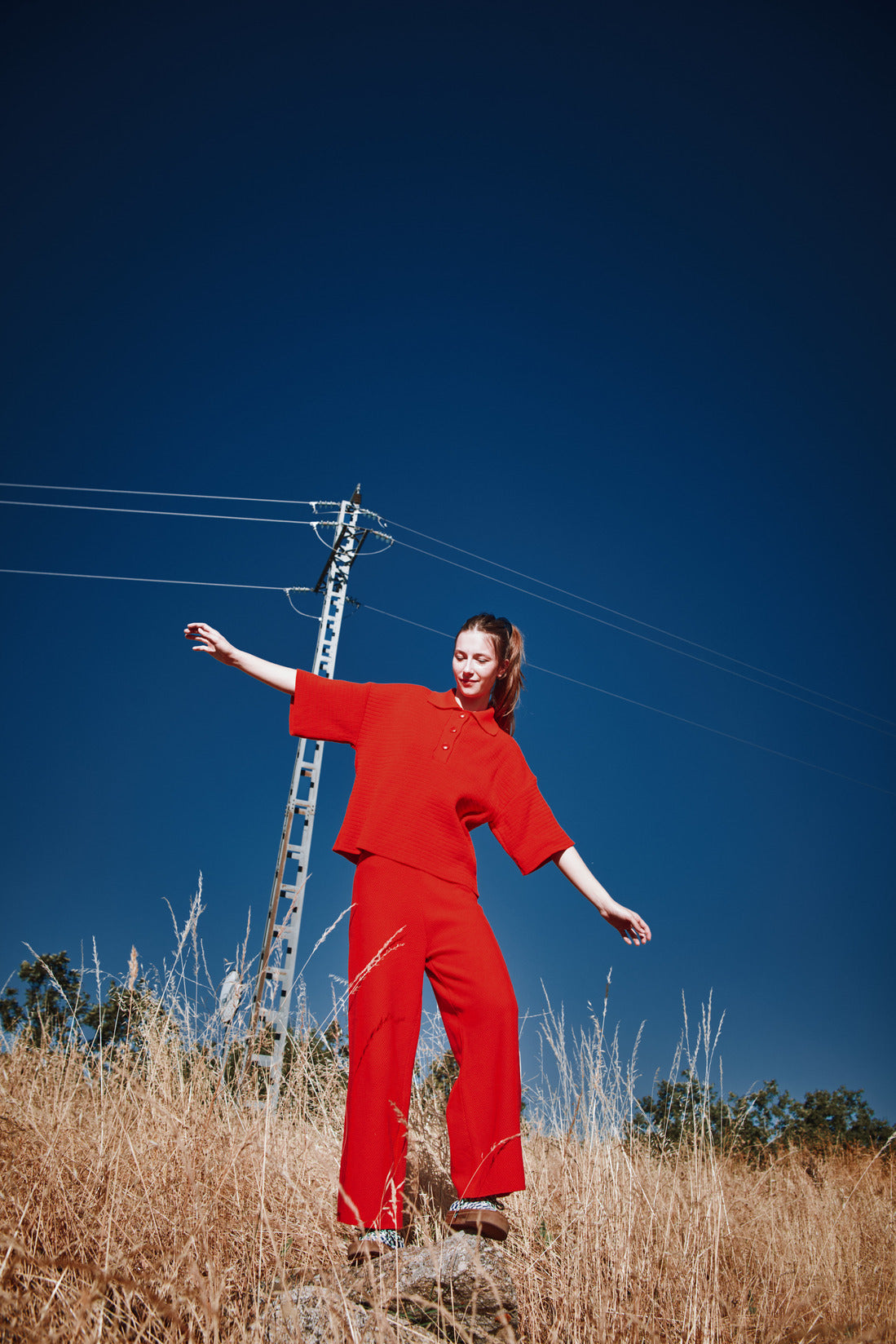 LILI Polo oversize en coton bio - Rouge