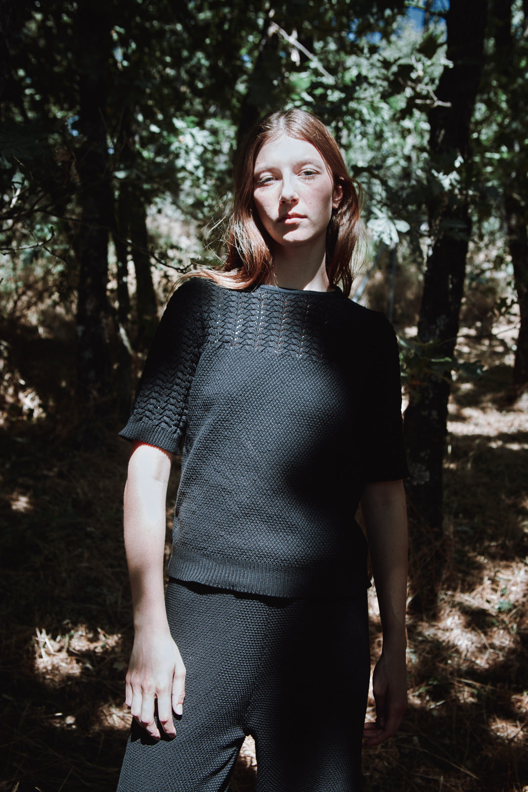 LIZ Top en dentelle en coton biologique - Noir