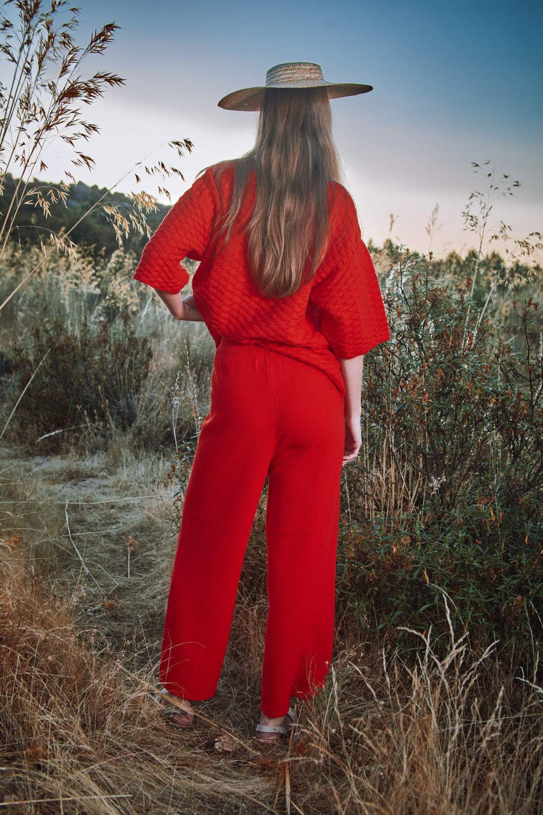 LOUISA Pantalon en coton bio - Rouge