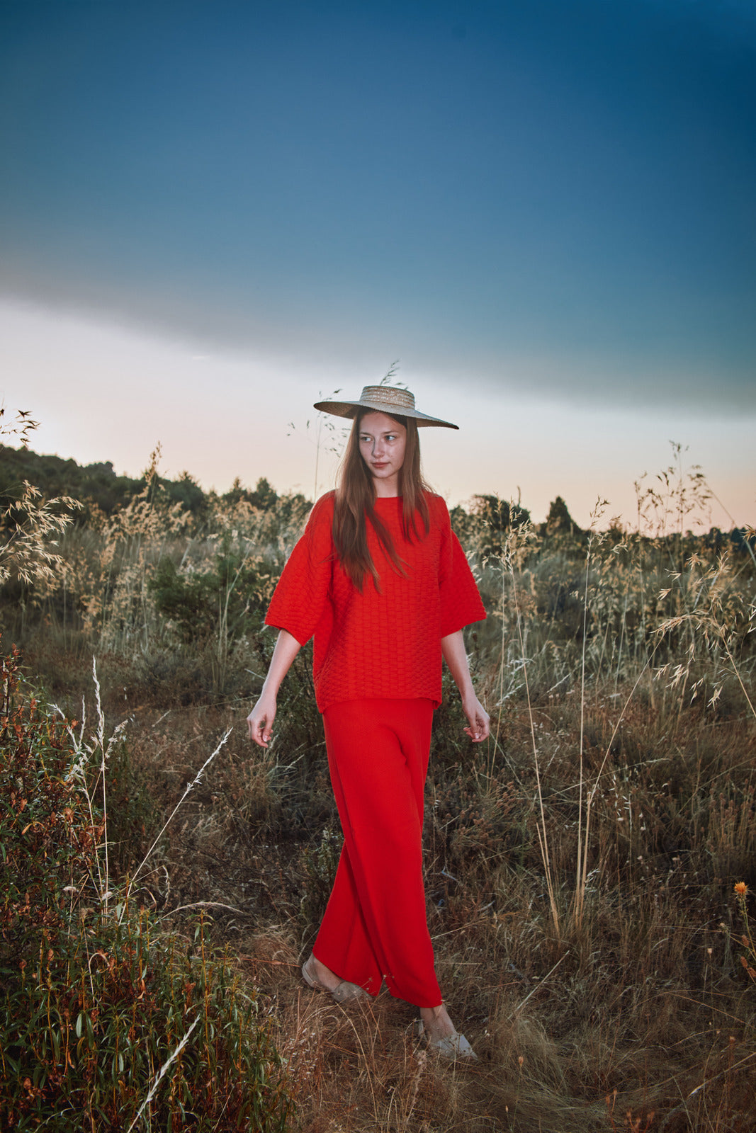 LOUISA Pantalon en coton bio - Rouge