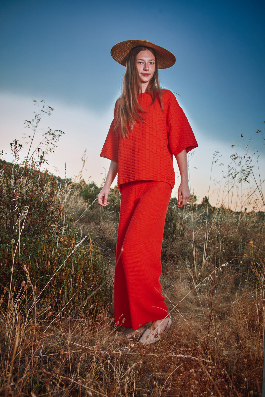 LOUISA Pantalon en coton bio - Rouge