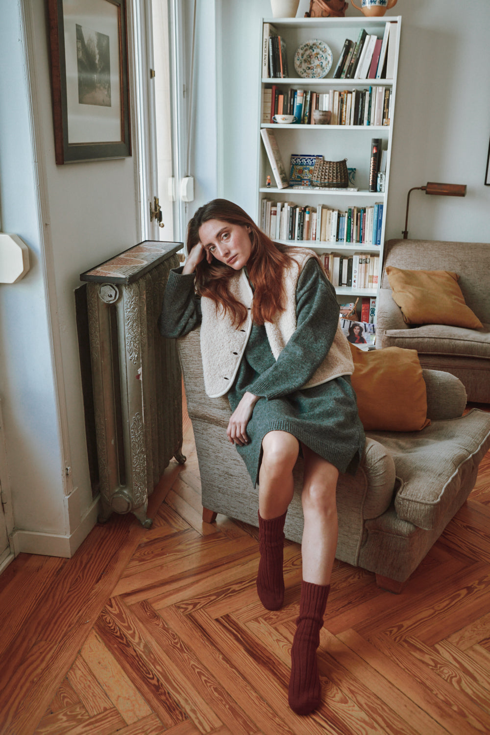 Robe pull PERRINE en laine mérinos - Gris cendré