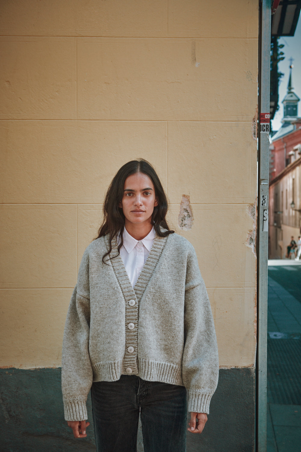 LUNA Cardigan chauve-souris en laine mérinos - Beige