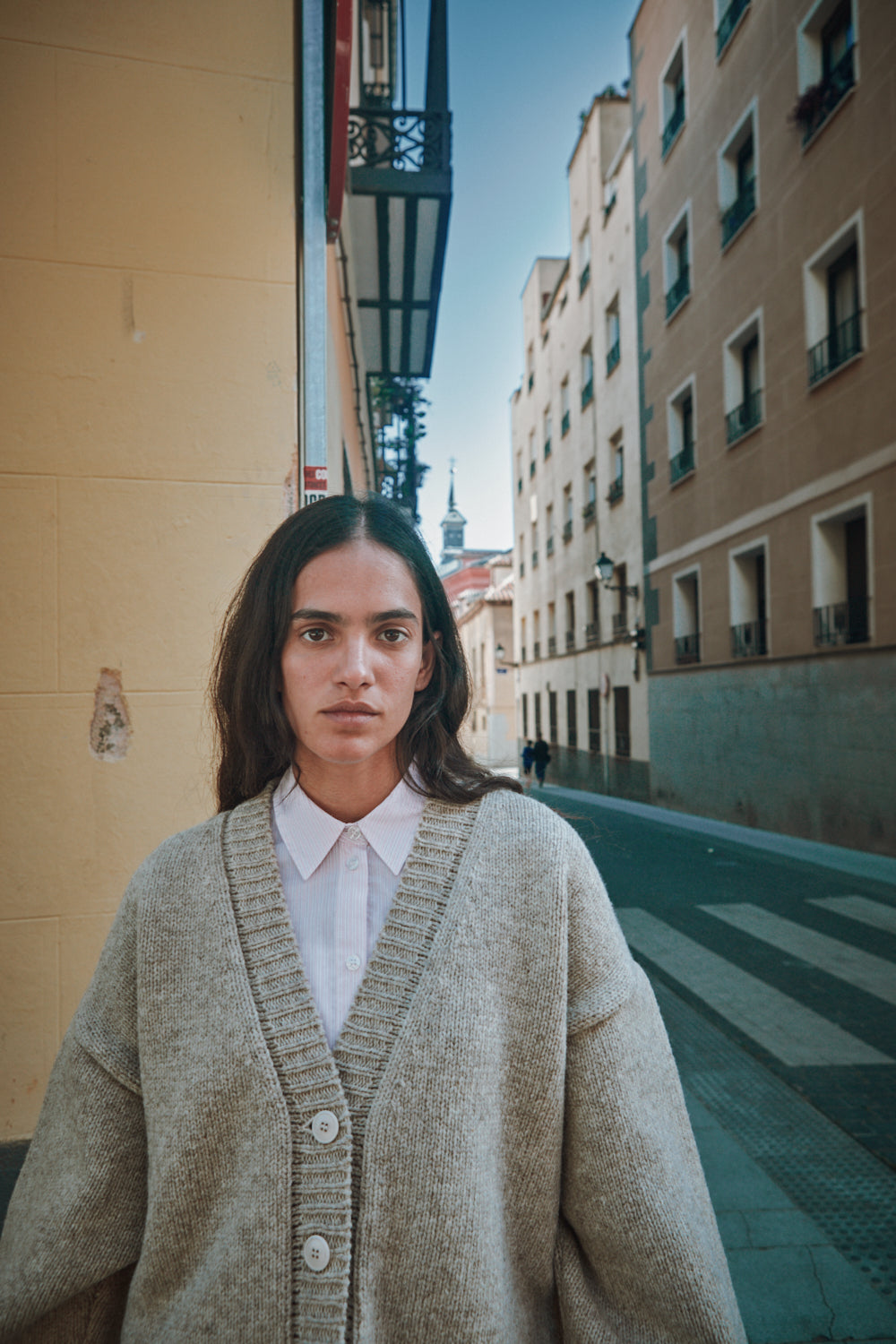 LUNA Cardigan chauve-souris en laine mérinos - Beige