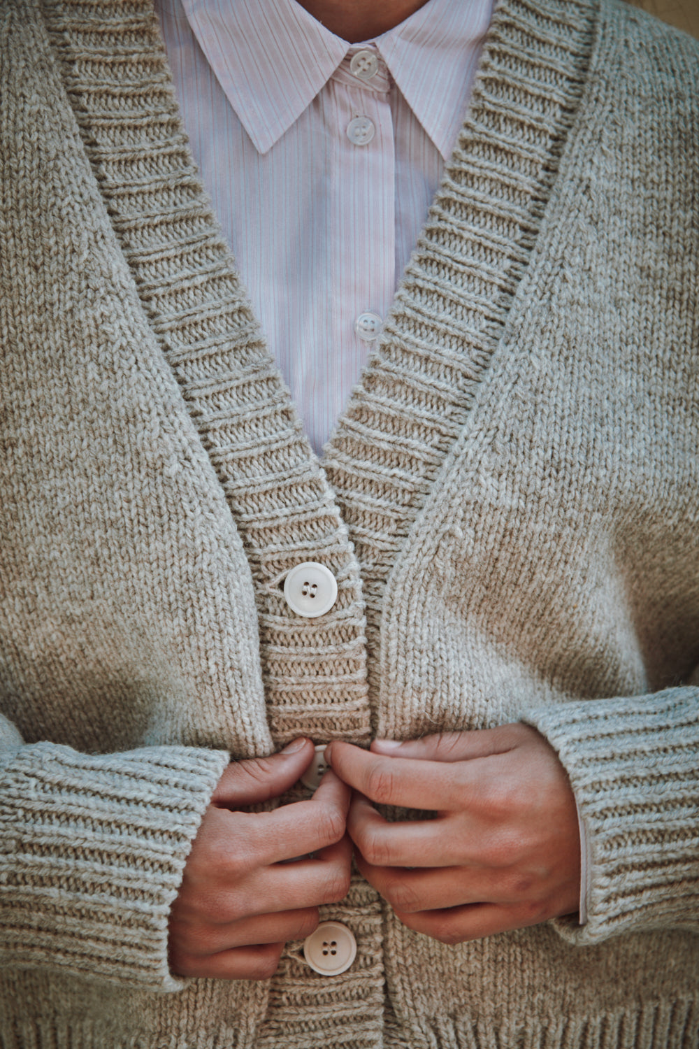 LUNA Cardigan chauve-souris en laine mérinos - Beige