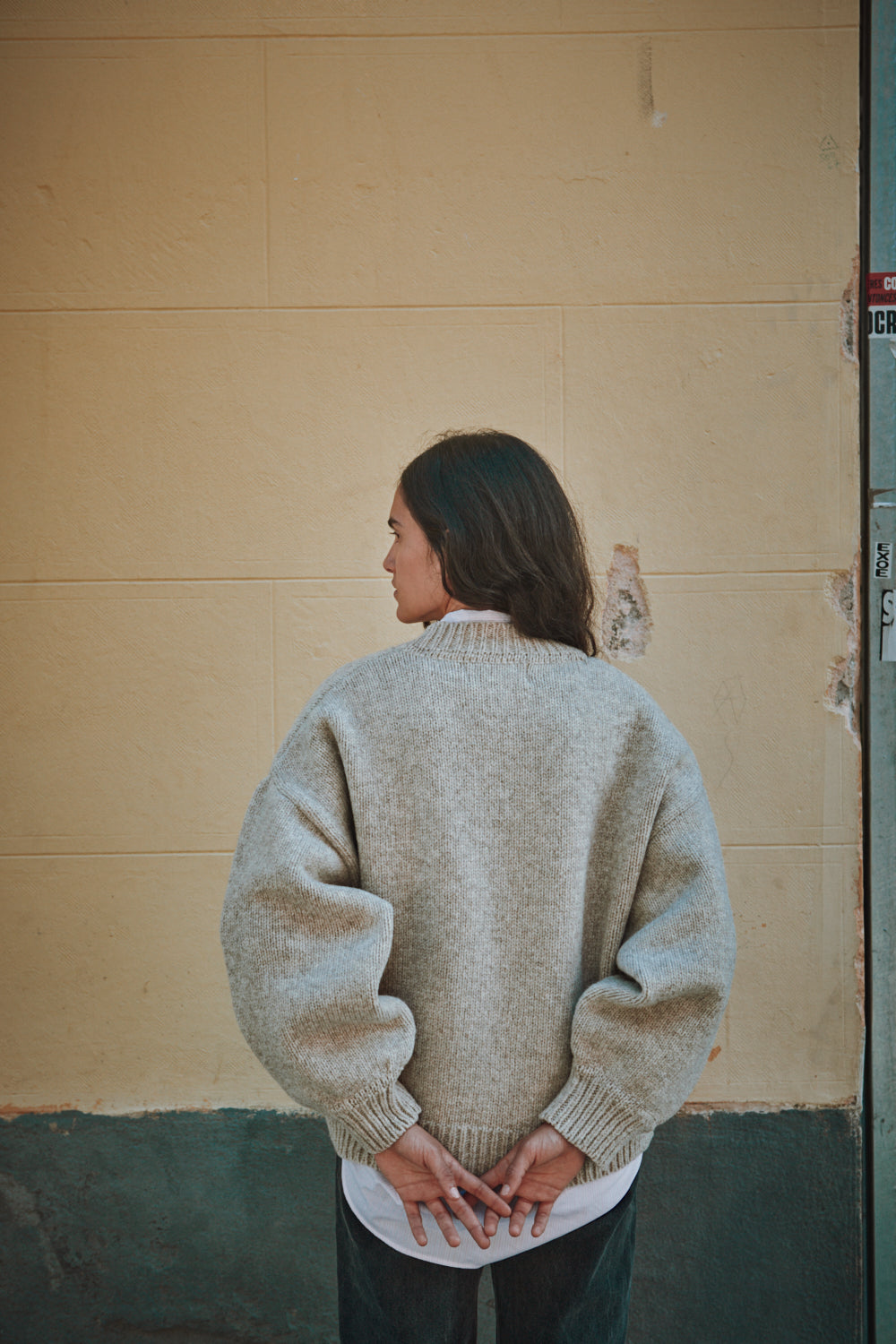 LUNA Cardigan chauve-souris en laine mérinos - Beige