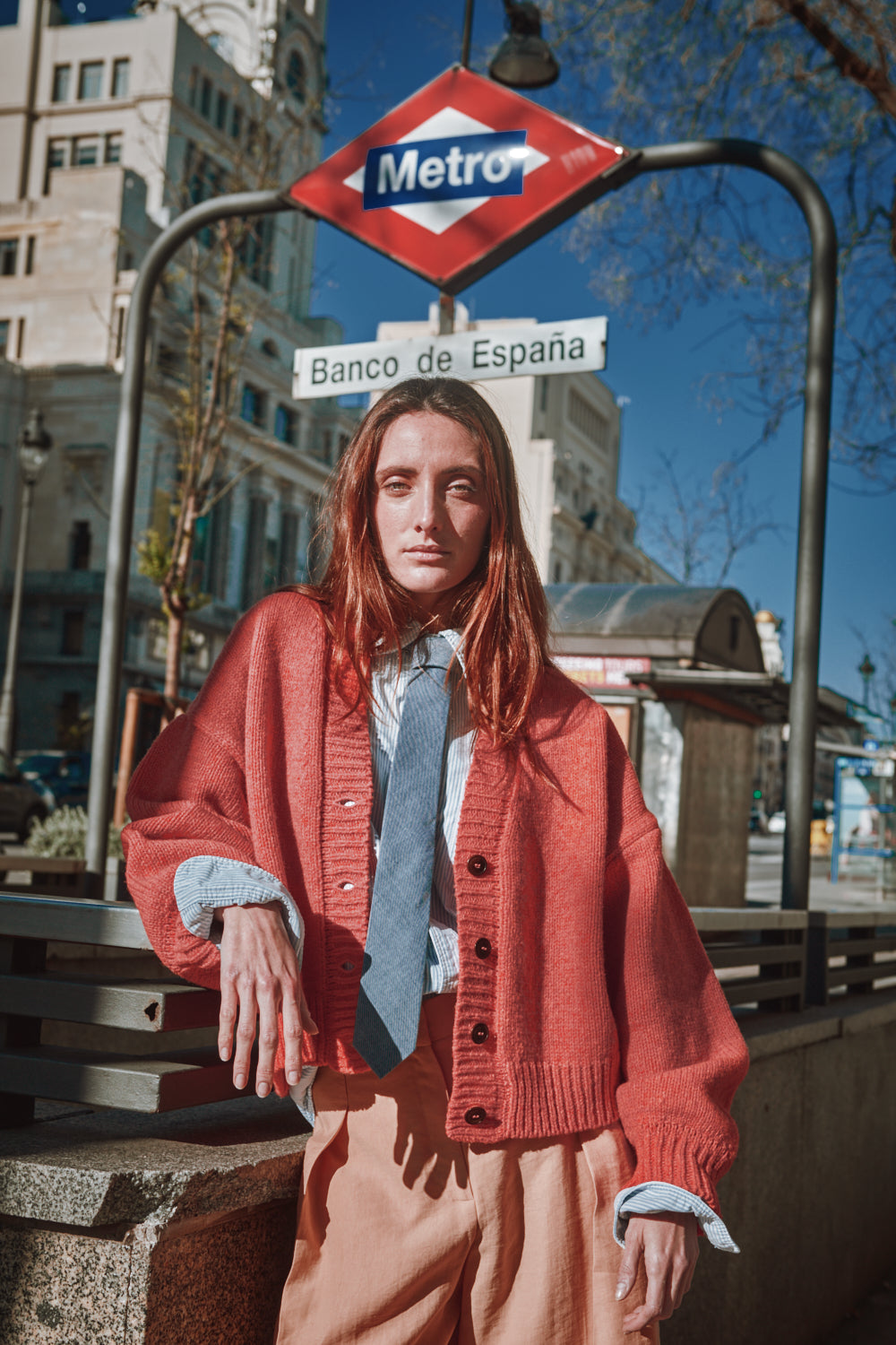 LUNA Cardigan chauve-souris en laine mérinos - Corail