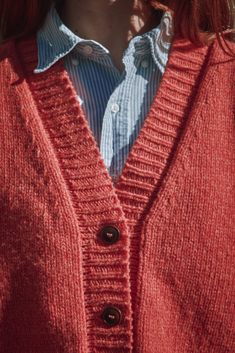 LUNA Cardigan chauve-souris en laine mérinos - Corail