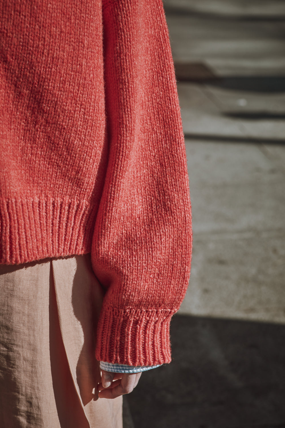 LUNA Cardigan chauve-souris en laine mérinos - Corail