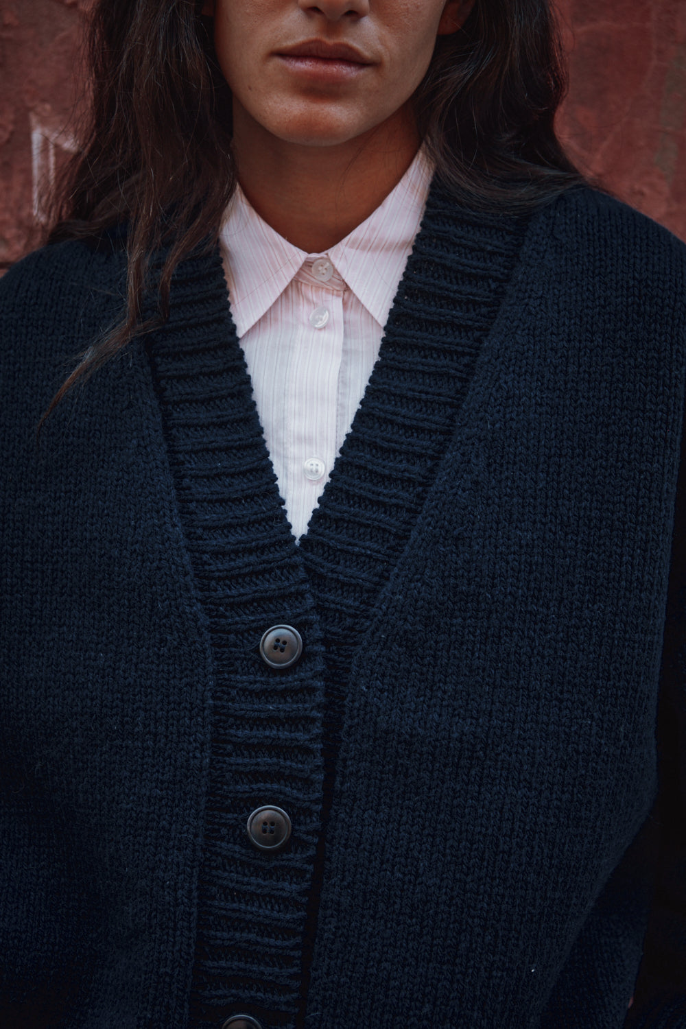 LUNA Cardigan chauve-souris en laine mérinos - Bleu marine