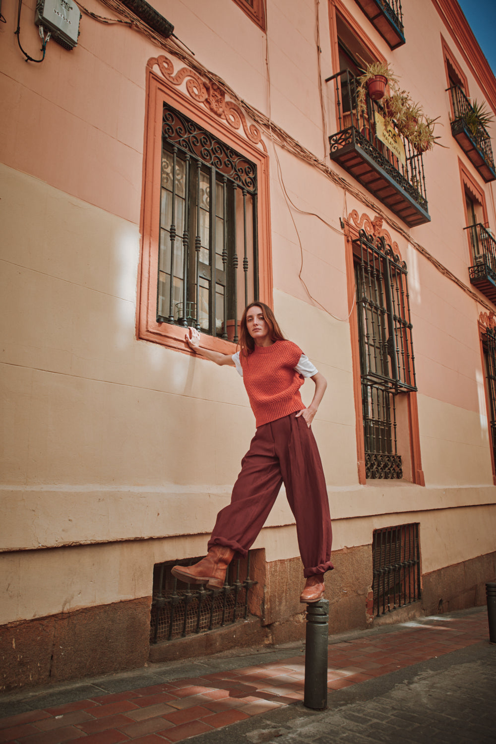 MAIA Pull sans manches en laine mérinos - Coral