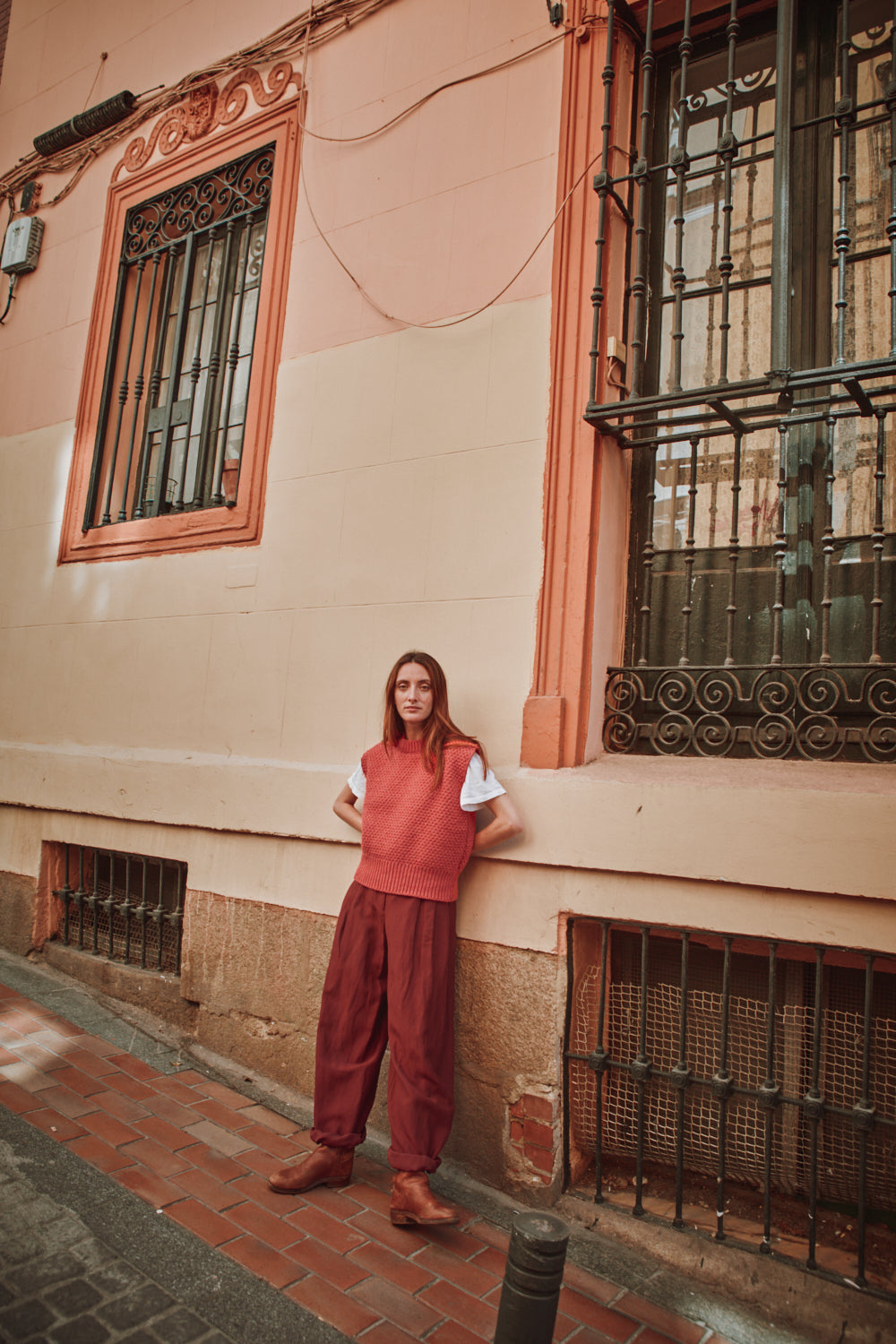 MAIA Pull sans manches en laine mérinos - Coral