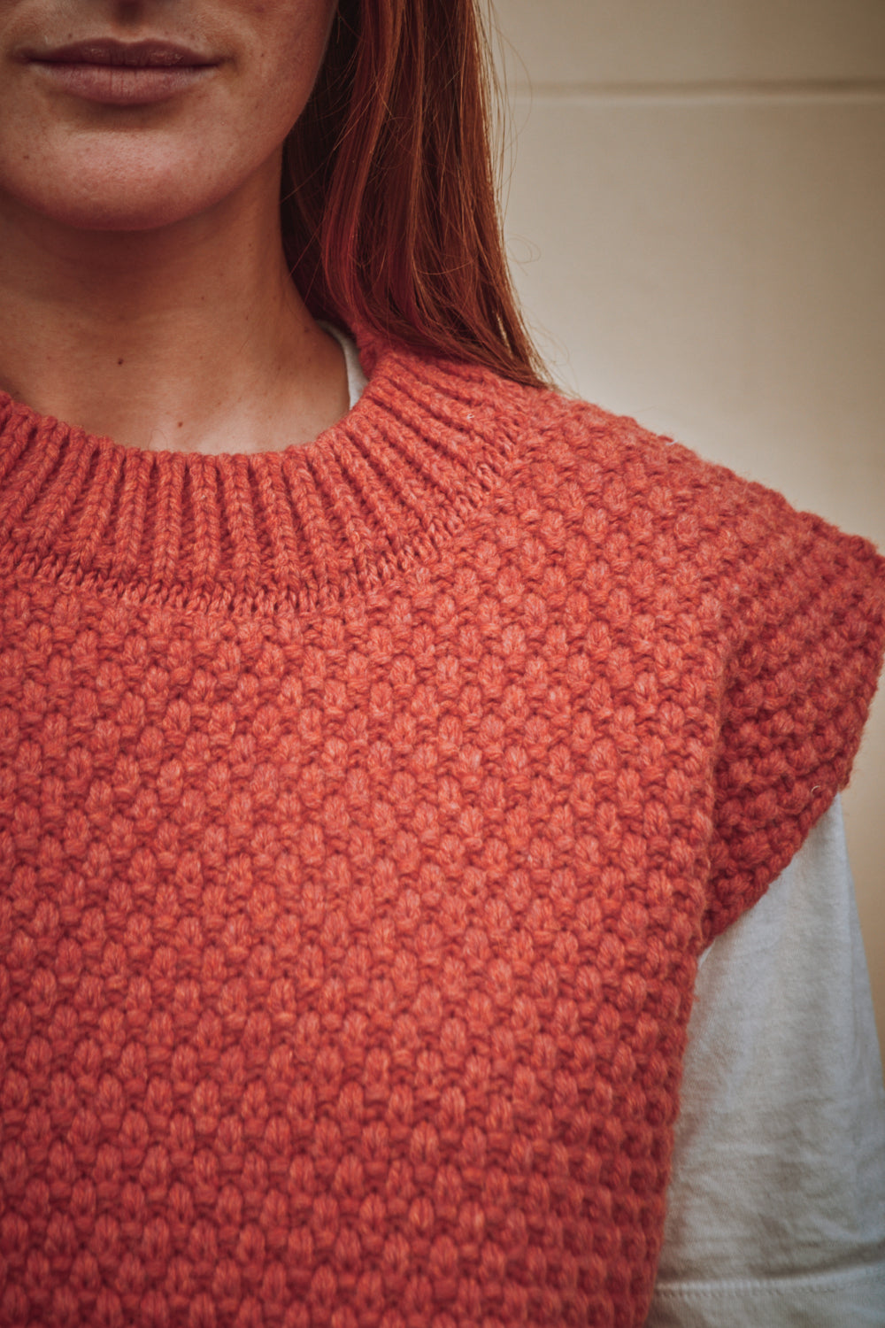 MAIA Pull sans manches en laine mérinos - Coral