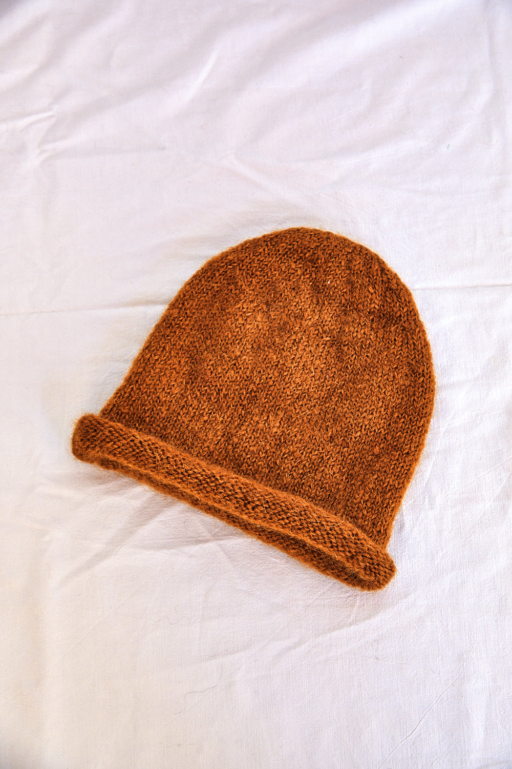 Bonnet roulé MARION en laine mohair - Ambre
