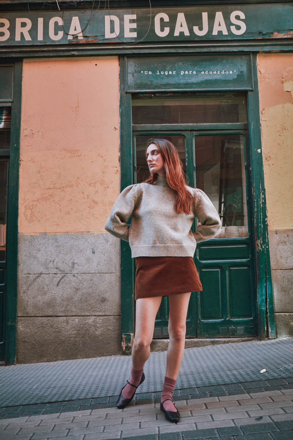 NATHALIE Pull Manches bouffantes en laine mérinos - Beige