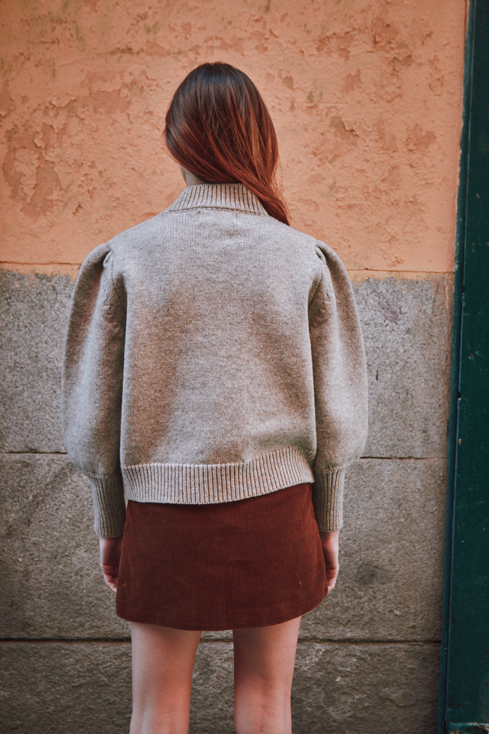 NATHALIE Pull Manches bouffantes en laine mérinos - Beige