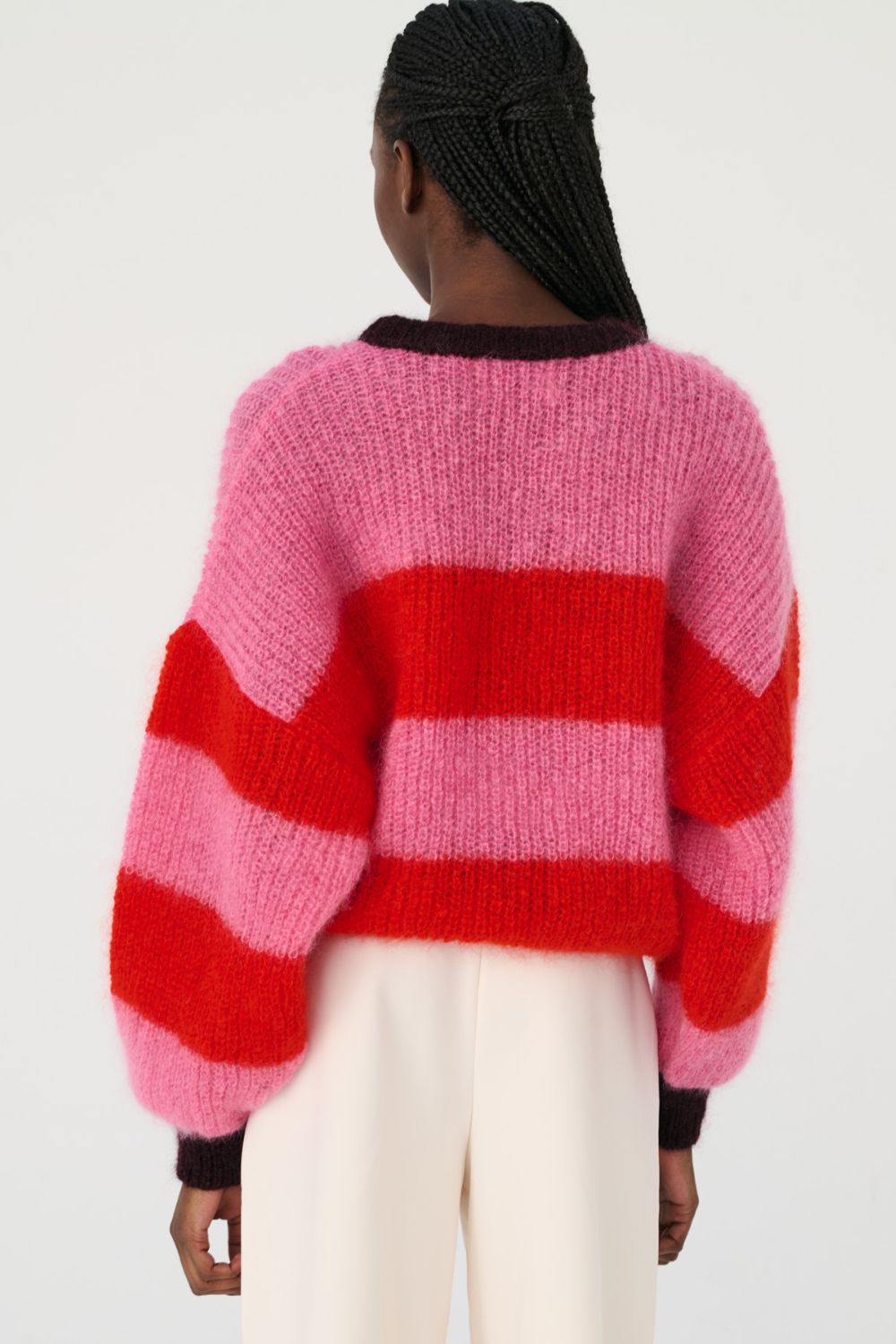 LUCIE Pull en Mohair par Lucas du Tertre x L'Envers - Rouge-Rose (Livraison avant Noël)